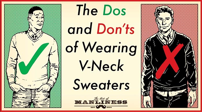  Dėvėti megztinį V formos kaklu "Dos" ir "Don't